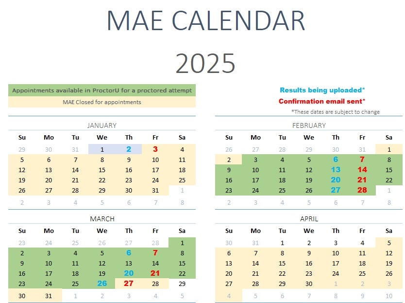 MAE Calendar