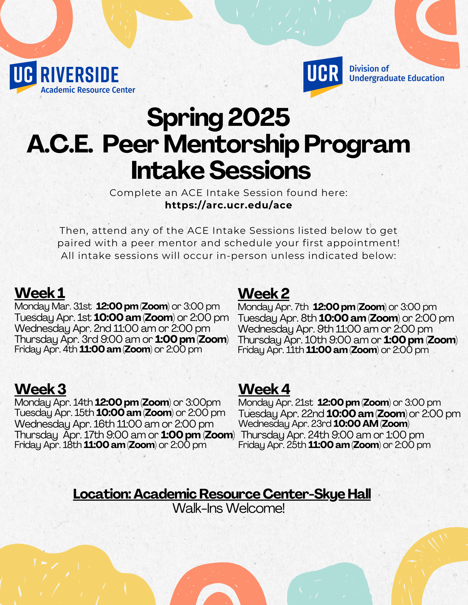 Sp 25 ACE Intake Session Flyer