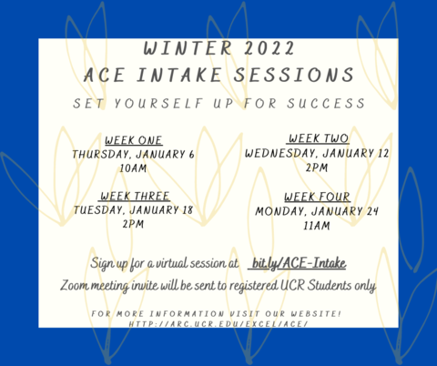Winter 2022 ACE Intake Sessions